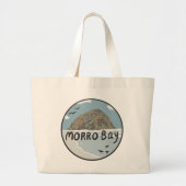 Illustratiebalk Morro Bay Central California Grote Tote Bag (Voorkant)