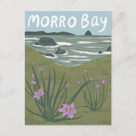 Illustratiebalk Morro Bay Central California P Briefkaart (Voorkant)