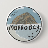 Illustratiebalk Morro Bay Central California Ronde Button 7,6 Cm (Voorkant)