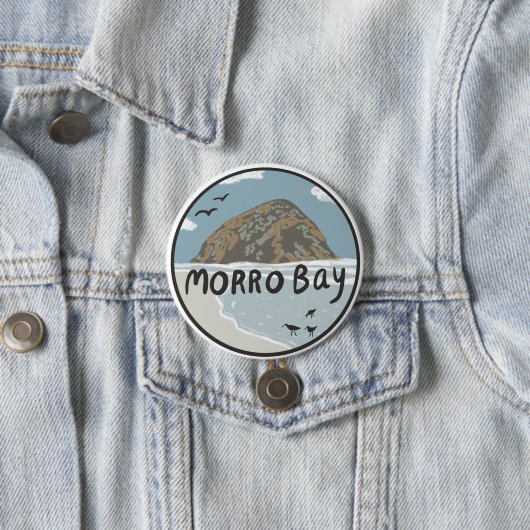 Illustratiebalk Morro Bay Central California Ronde Button 7,6 Cm (In situ)