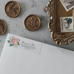 Illustratief adres Tropische Floral Return Etiket