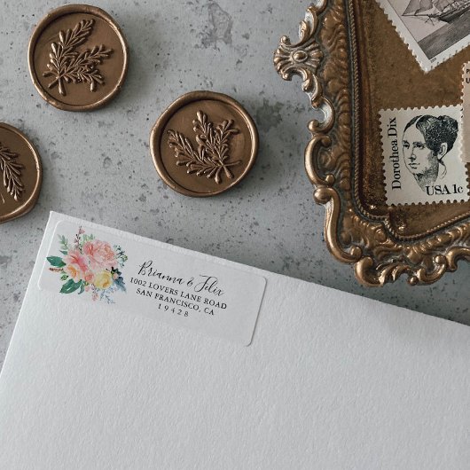 Illustratief adres Tropische Floral Return Etiket