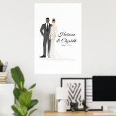 Illustratief alternatief weddenschap met paar als  poster (Thuiskantoor)