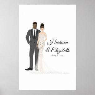 Illustratief alternatief weddenschap met paar als poster