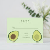 Illustratief Avocado Green Whimsical Wedding RSVP Kaartje (Staand voorkant)