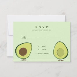 Illustratief Avocado Green Whimsical Wedding RSVP Kaartje