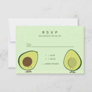 Illustratief Avocado Green Whimsical Wedding RSVP Kaartje