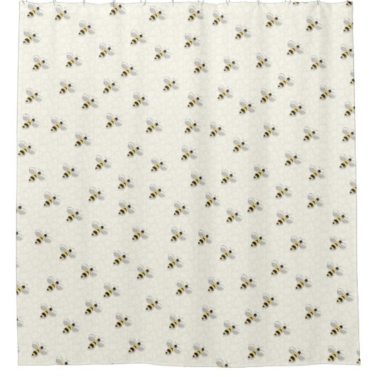 Illustratief bijenhoningbije gele zwarte insekte douchegordijn (Voorkant)
