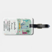 Illustratief blauw stadsplatform New York en Parij Bagagelabel (Achterkant horizontaal)