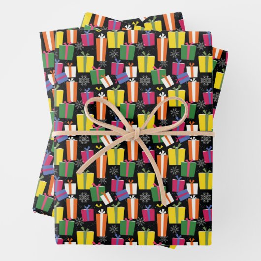 Illustratief  Cadeaus Kerstmis Inpakpapier Vel (In situ)