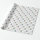 Illustratief Diamond Rings Pattern Cadeaupapier (Uitgerold)