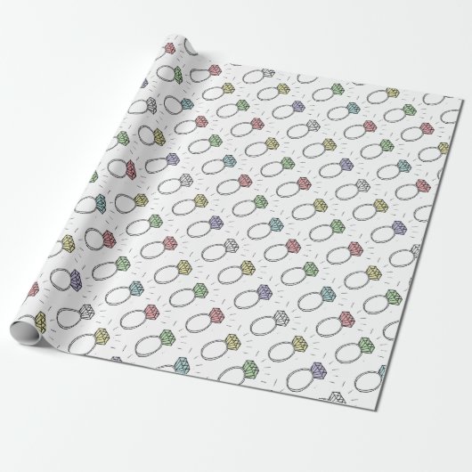 Illustratief Diamond Rings Pattern Cadeaupapier (Uitgerold)