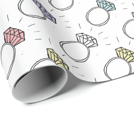 Illustratief Diamond Rings Pattern Cadeaupapier (Rol Hoek)