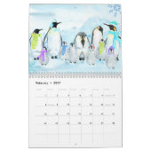 Illustratief dierfamiliekalender kalender (Feb 2027)