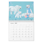 Illustratief dierfamiliekalender kalender (Jan 2027)