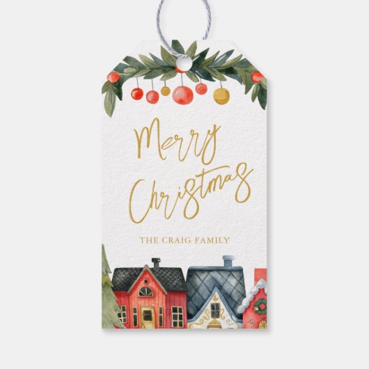 Illustratief feestdag met naam Kerstmis Cadeaulabel (Achterkant)