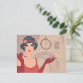 Illustratief Flapper Girl Briefkaart (Staand voorkant)