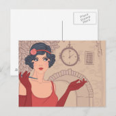 Illustratief Flapper Girl Briefkaart (Voorkant / Achterkant)