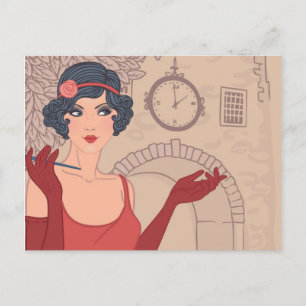 Illustratief Flapper Girl Briefkaart