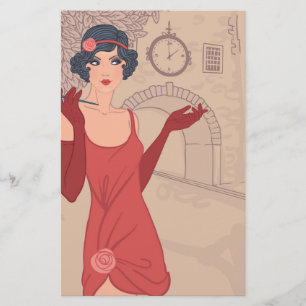 Illustratief Flapper Girl Briefpapier