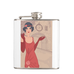 Illustratief Flapper Girl Heupfles