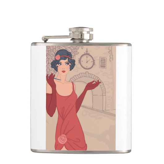 Illustratief Flapper Girl Heupfles (Voorkant)