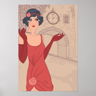 Illustratief Flapper Girl Poster
