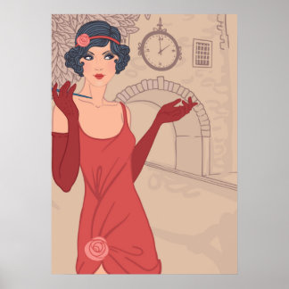 Illustratief Flapper Girl Poster