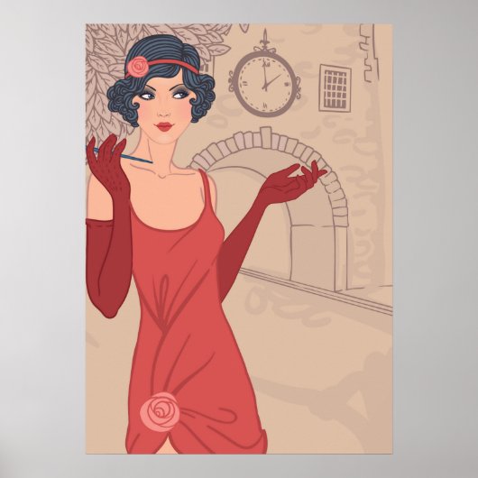 Illustratief Flapper Girl Poster (Voorkant)