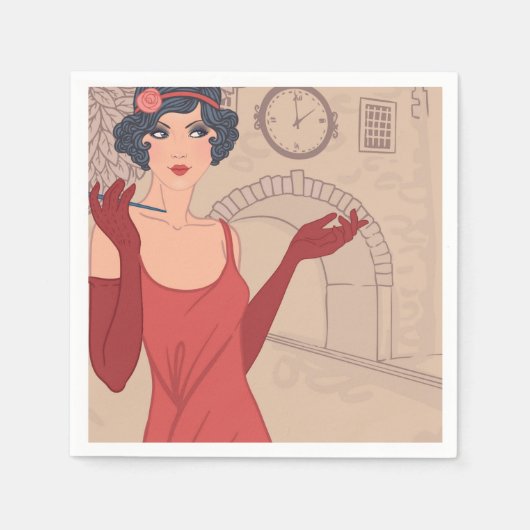 Illustratief Flapper Girl Servet (Voorkant)