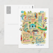 Illustratief Gele reiskaart Kuala Lumpur Briefkaart (Voorkant / Achterkant)