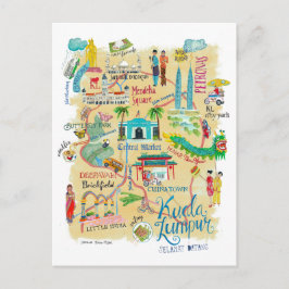 Illustratief Gele reiskaart Kuala Lumpur Briefkaart