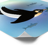 Illustratief geometrische pinguïn zwemmen voor vis poster (Hoek)
