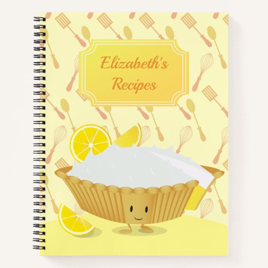 Illustratief glimlachen Lemon Meringue Pie Name Re Notitieboek (Voorkant)