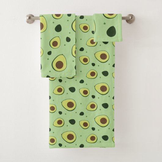 Illustratief Groen Avocado Foodie Pattern Bad Handdoek (Insitu)