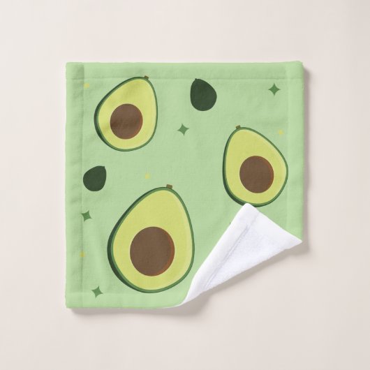 Illustratief Groen Avocado Foodie Pattern Bad Handdoek (Wasdoekje)