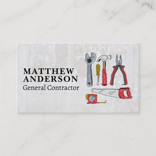 Illustratief handgereedschap | Bouw Visitekaartje (Voorkant)