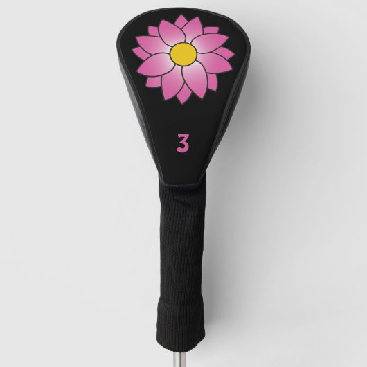 Illustratief Hoesje roze Daisy Head Golfheadcover (Voorkant)