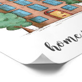 Illustratief Home Sweet Home-appartementengebouw Poster (Hoek)