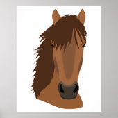 Illustratief kastanjepaardengezicht poster (Voorkant)