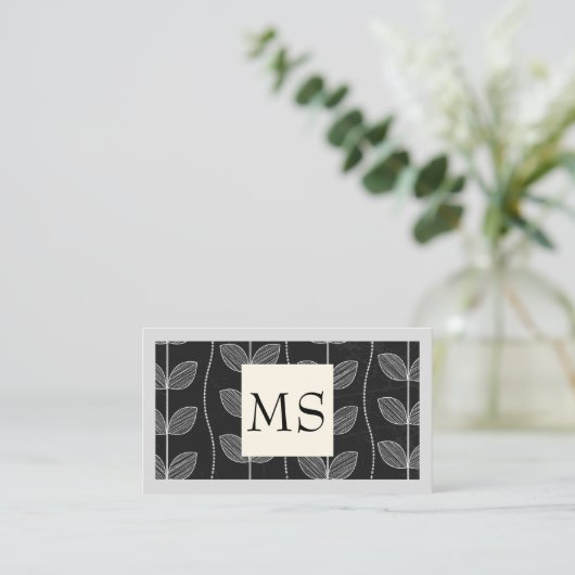 Illustratief krijtbloemmotief visitekaartje (Staand voorkant)