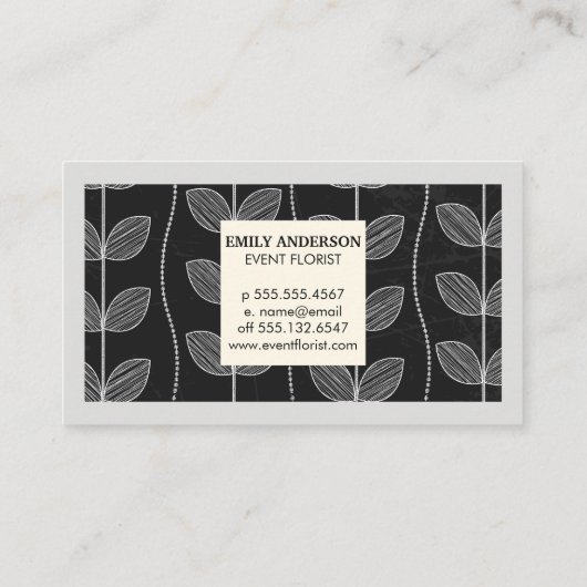 Illustratief krijtbloemmotief visitekaartje (Achterkant)