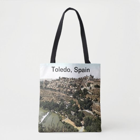 Illustratief landschap van Toledo, Spanje Tote Bag (Voorkant)