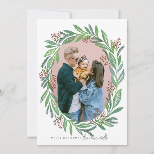 Illustratief Lijst met lederen kerstfoto's Kaart (Voorkant)