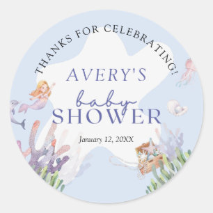 Illustratief Mermaid Baby shower Bedankt Ronde Sticker