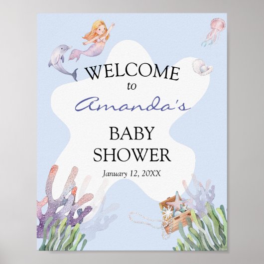 Illustratief Mermaid Welcome Sign Poster (Voorkant)