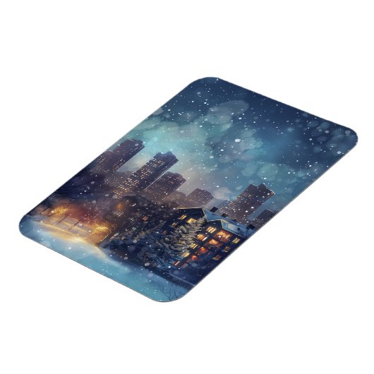 Illustratief New York in de sneeuw Magneet (Linkerzijde)