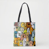 Illustratief ontwerp van honden tote bag (Voorkant)