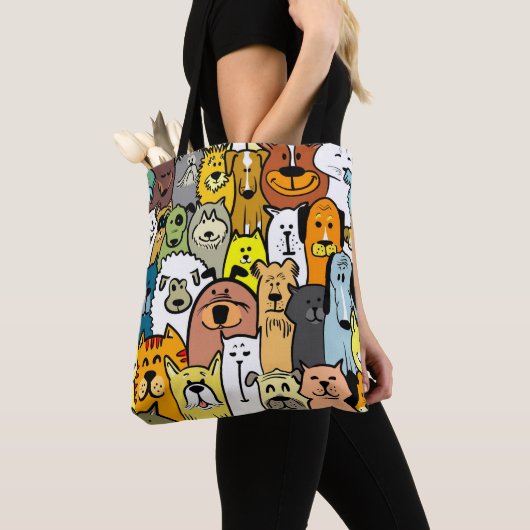 Illustratief ontwerp van honden tote bag (Dichtbij)