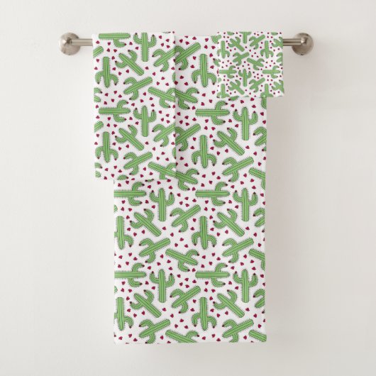 Illustratief patroon Cactus & Roze bloemen Bad Handdoek (Insitu)